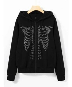 Y2K Rhinestone Skeleton Hoodie