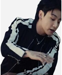 South Korean Singer 3D Jungkook White Stripes Jacket