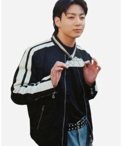 South Korean Singer 3D Jungkook White Stripes Jacket