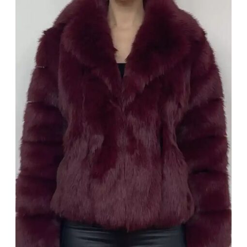 Alberto Burgundy Mink Fur Jacket