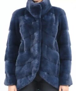 Get Now Amelia Blue Mink Fur Turtleneck Jacket For Sale