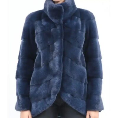 Get Now Amelia Blue Mink Fur Turtleneck Jacket For Sale