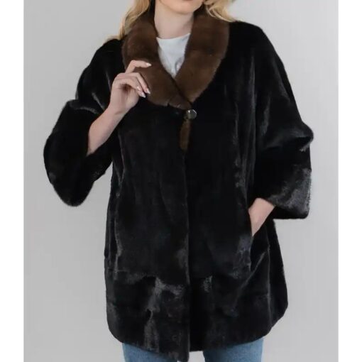 Buy Amazing Anna Black Brown Mink Fur Coat For Sale