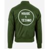House X Techno CRSSD Green Bomber Jacket For Sale