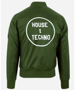House X Techno CRSSD Green Bomber Jacket For Sale