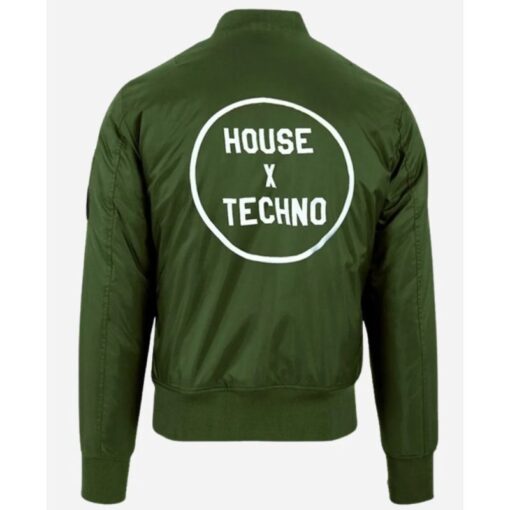 House X Techno CRSSD Green Bomber Jacket For Sale