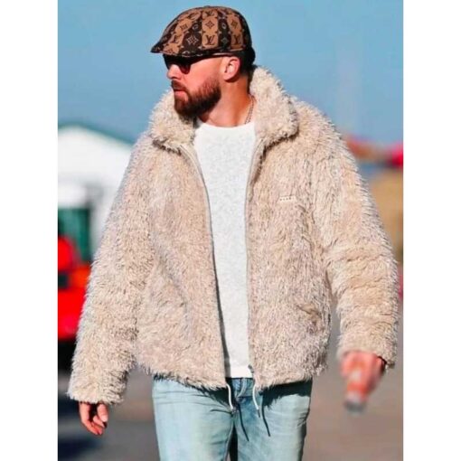 Chiefs-Texans Game Travis Kelce Fluffy Jacket