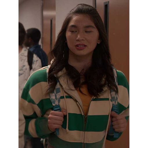 Cobra Kai S6 Oona O’Brien Stripe Zip-Up Hood­ie