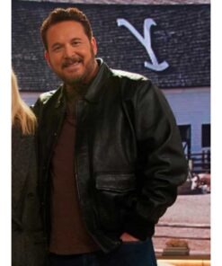 Cole Hauser Black Leather Bomber Jacket