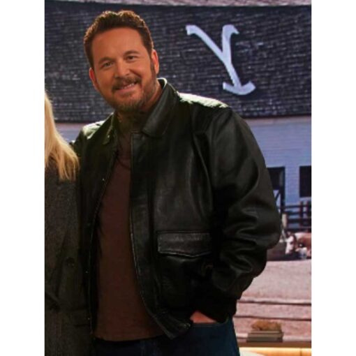 Cole Hauser Black Leather Bomber Jacket
