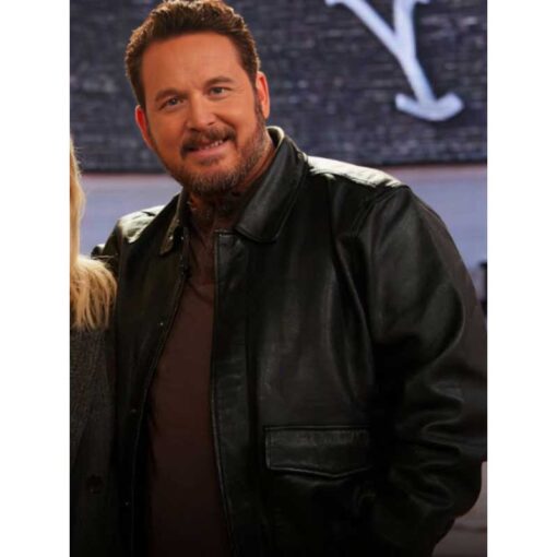 Cole Hauser Black Leather Bomber Jacket