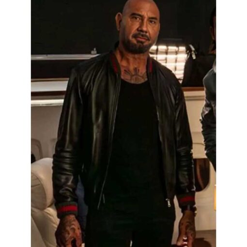 Dave Bautista Black Leather Jacket