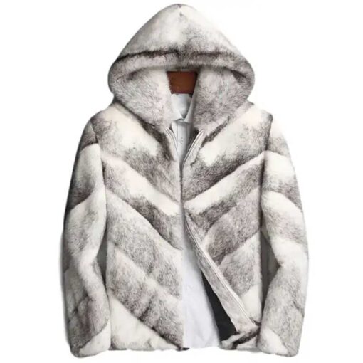 Devin Cross Hooded Mink Fur Coat