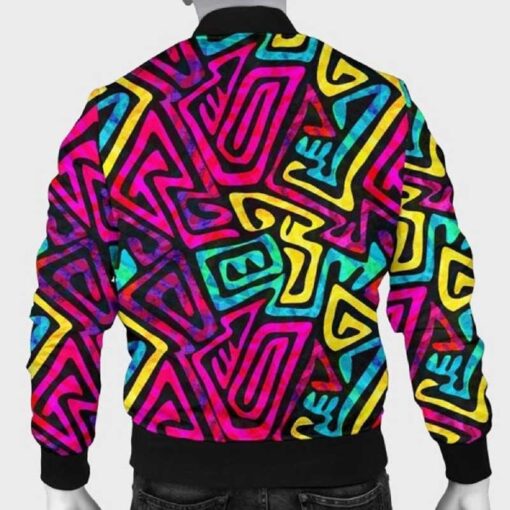 Funky Pattern Print Bomber Jacket