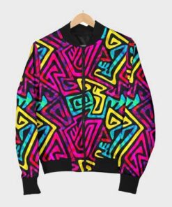Funky Pattern Print Bomber Jacket