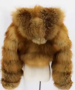 Helena Zipper Hooded Mink Crop Fur Jacket