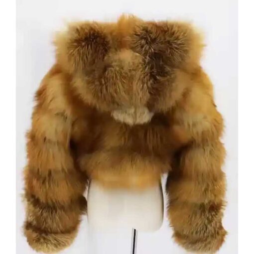 Helena Zipper Hooded Mink Crop Fur Jacket