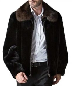 Isaac Spread Mahogany Collar Mink Fur Coat