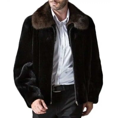 Isaac Spread Mahogany Collar Mink Fur Coat