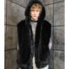 Jimmy Mink Fur Removable Sleeves Black Coat