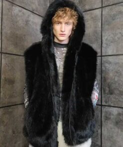 Jimmy Mink Fur Removable Sleeves Black Coat