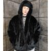Jimmy Mink Fur Removable Sleeves Black Coat