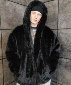 Jimmy Mink Fur Removable Sleeves Black Coat