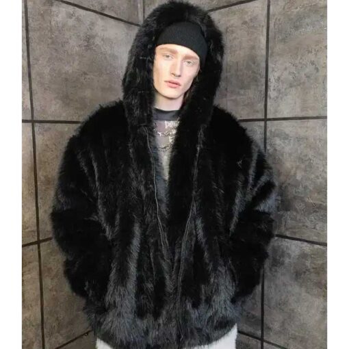 Jimmy Mink Fur Removable Sleeves Black Coat