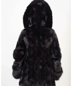 Josephine Black Mink Fur Hooded Jacket