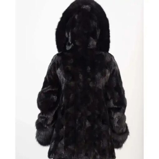 Josephine Black Mink Fur Hooded Jacket