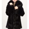 Josephine Black Mink Fur Hooded Jacket