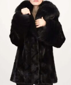 Josephine Black Mink Fur Hooded Jacket