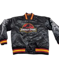 Jurassic Park Bomber Black Satin Jacket