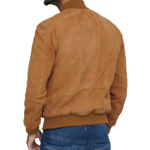 Light Brown Suede Bomber Jacket