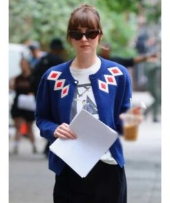 Materialists Dakota Johnson Blue Cardigan