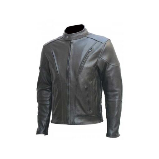 Men’s Leather Cafe Racer Biker Jacket