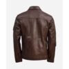Waxed Brown Leather Biker Jacket For Mens