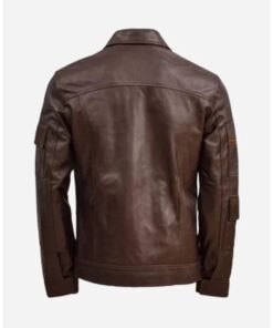 Waxed Brown Leather Biker Jacket For Mens