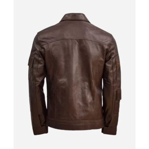 Waxed Brown Leather Biker Jacket For Mens