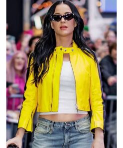 American Idol Promotion Katy Perry Yellow Leather Biker Jacket