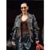 NYC 2025 Bella Hadid Brown Leather Jacket