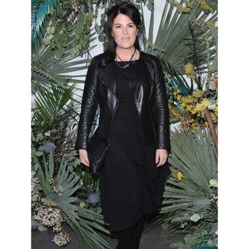American Activist Monica Lewinsky Black Leather Motorcycle Jacket