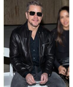 New York Fashion Week American Actor Matt Damon Leather Jacket