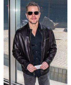 New York Fashion Week American Actor Matt Damon Leather Jacket