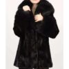 Nikki Black Mink Coat With Black Fox Hood
