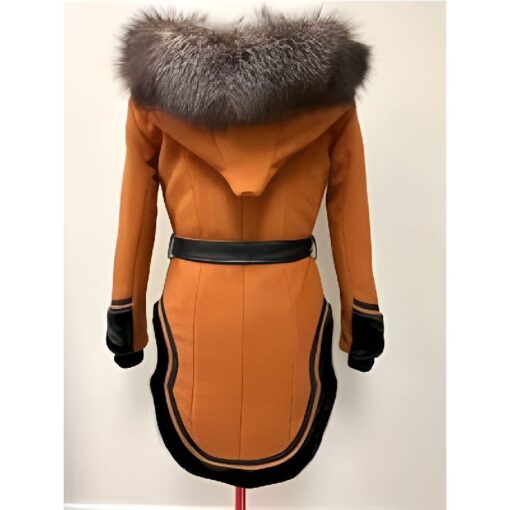 North of North Anna Lambe Fur Collar Orange Coat