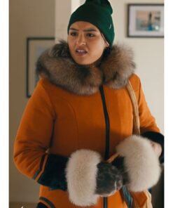 North of North Anna Lambe Fur Collar Orange Coat