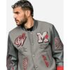 Off White Ac Milan Grey Varsity Off-Pitch Uniform Jacket