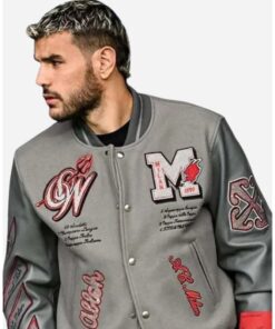 Off White Ac Milan Grey Varsity Off-Pitch Uniform Jacket