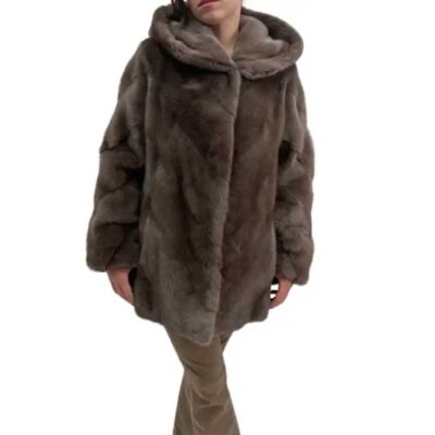 Women's Sarah Vintage Grey Mink Fur Coat